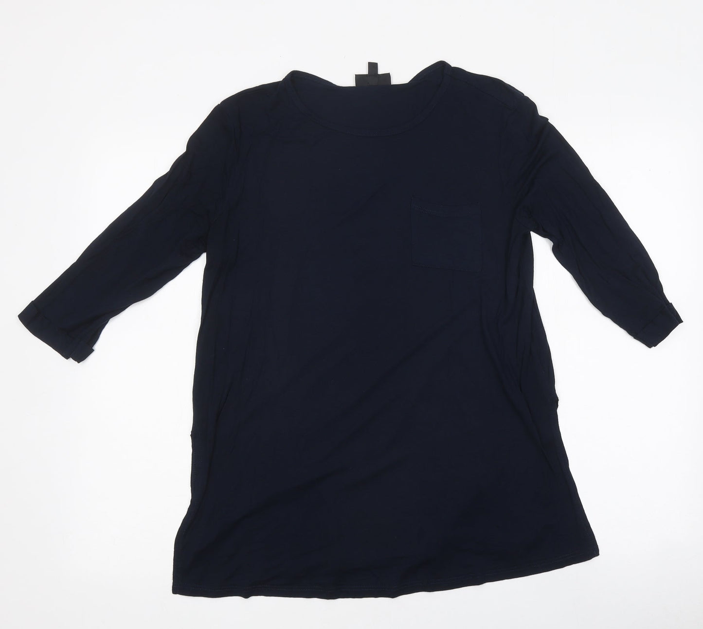 Topshop Womens Blue Polyester Basic Size 12 Round Neck