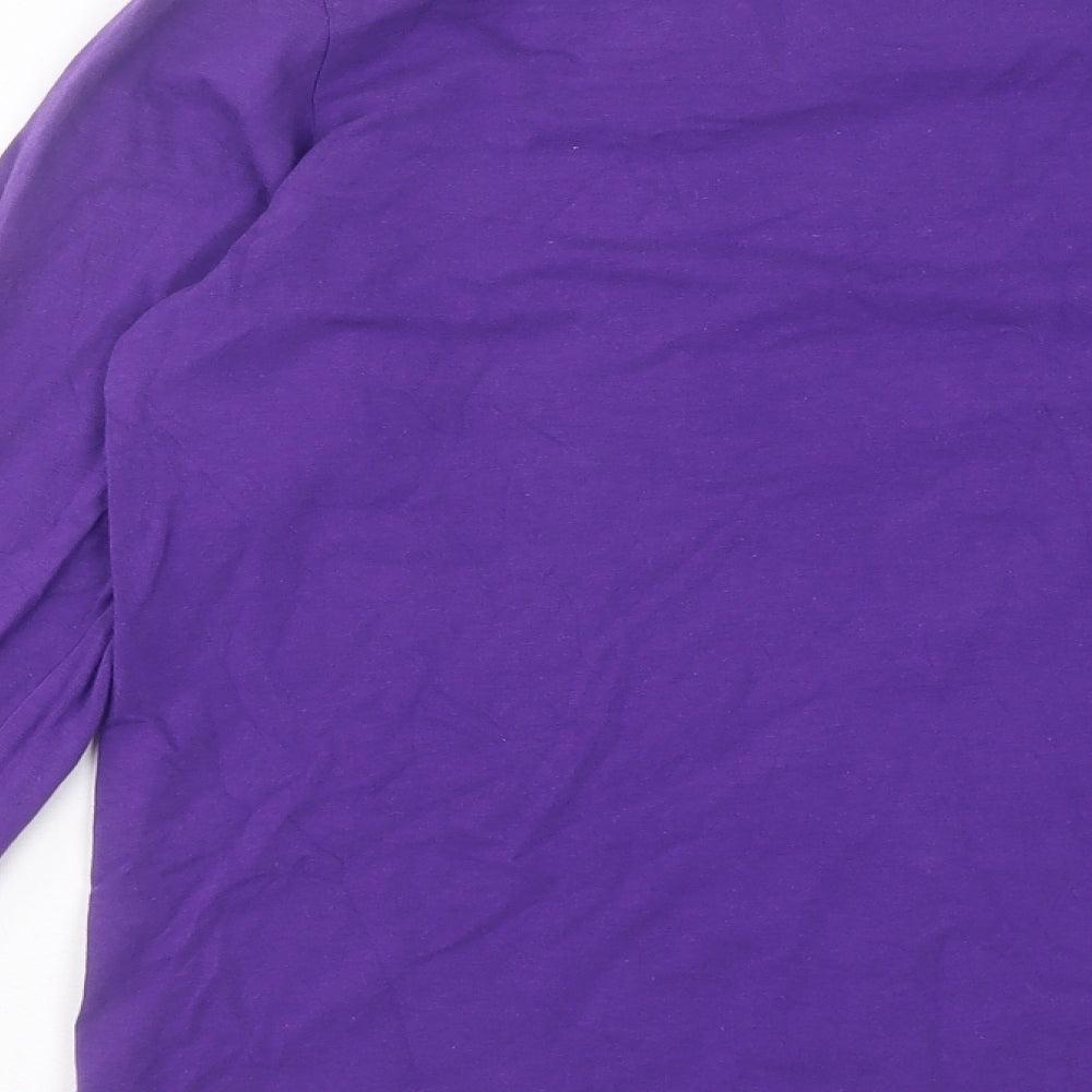 Bob Mackie Womens Purple Cotton Basic T-Shirt Size XS Crew Neck