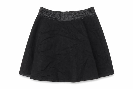 Denim & Co. Womens Black Cotton Skater Skirt Size 10 Zip
