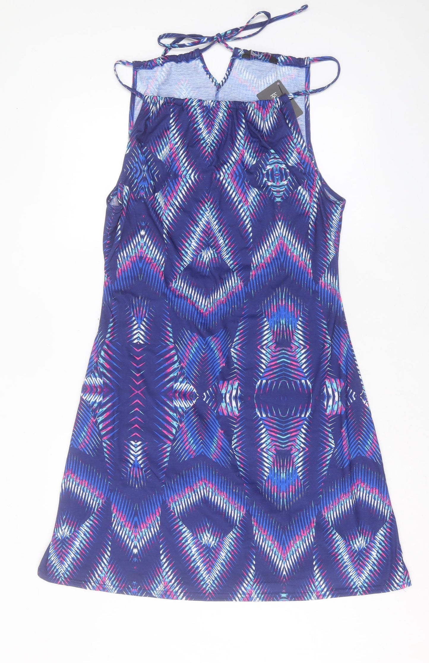 Kaliedoscope Womens Purple Geometric Polyester A-Line Size 14 Square Neck Tie