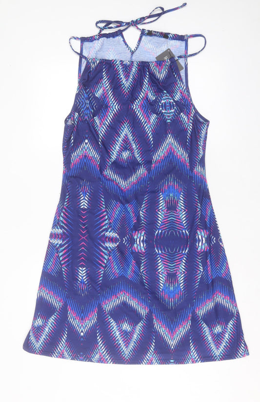 Kaliedoscope Womens Purple Geometric Polyester A-Line Size 14 Square Neck Tie