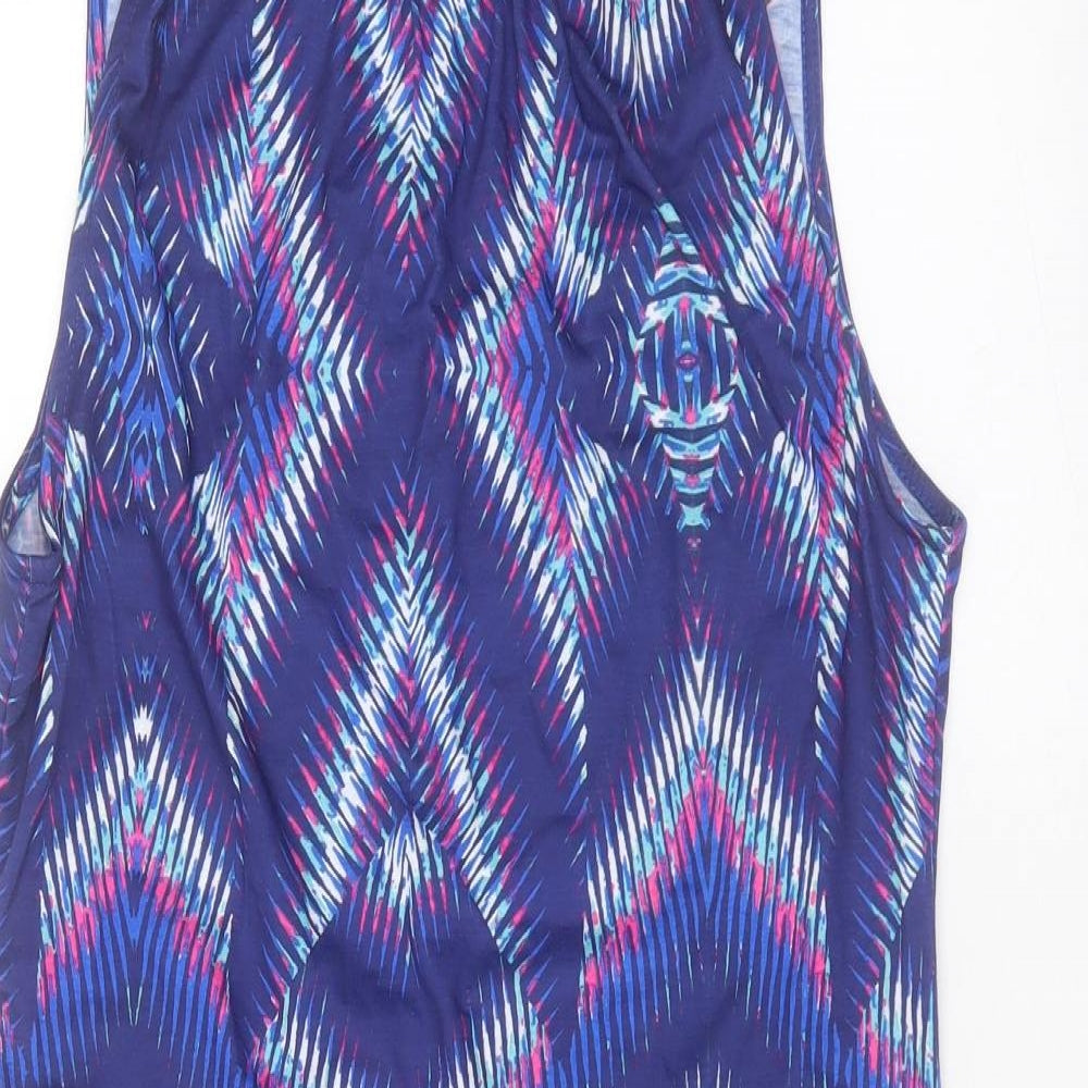 Kaliedoscope Womens Purple Geometric Polyester A-Line Size 14 Square Neck Tie