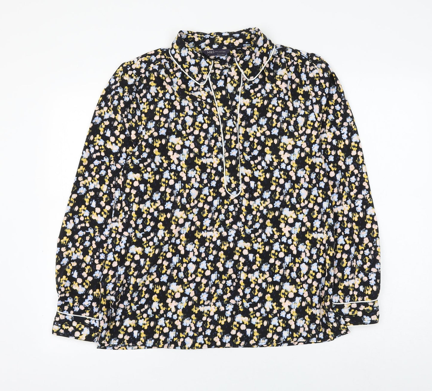 Marks and Spencer Womens Multicoloured Geometric Polyester Basic Blouse Size 8 Collared