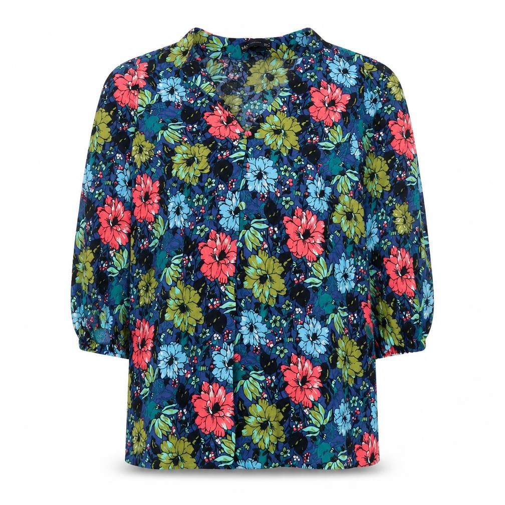 Marks & Spencer Womens Multicoloured Floral Viscose Basic Blouse Size 8 V-Neck