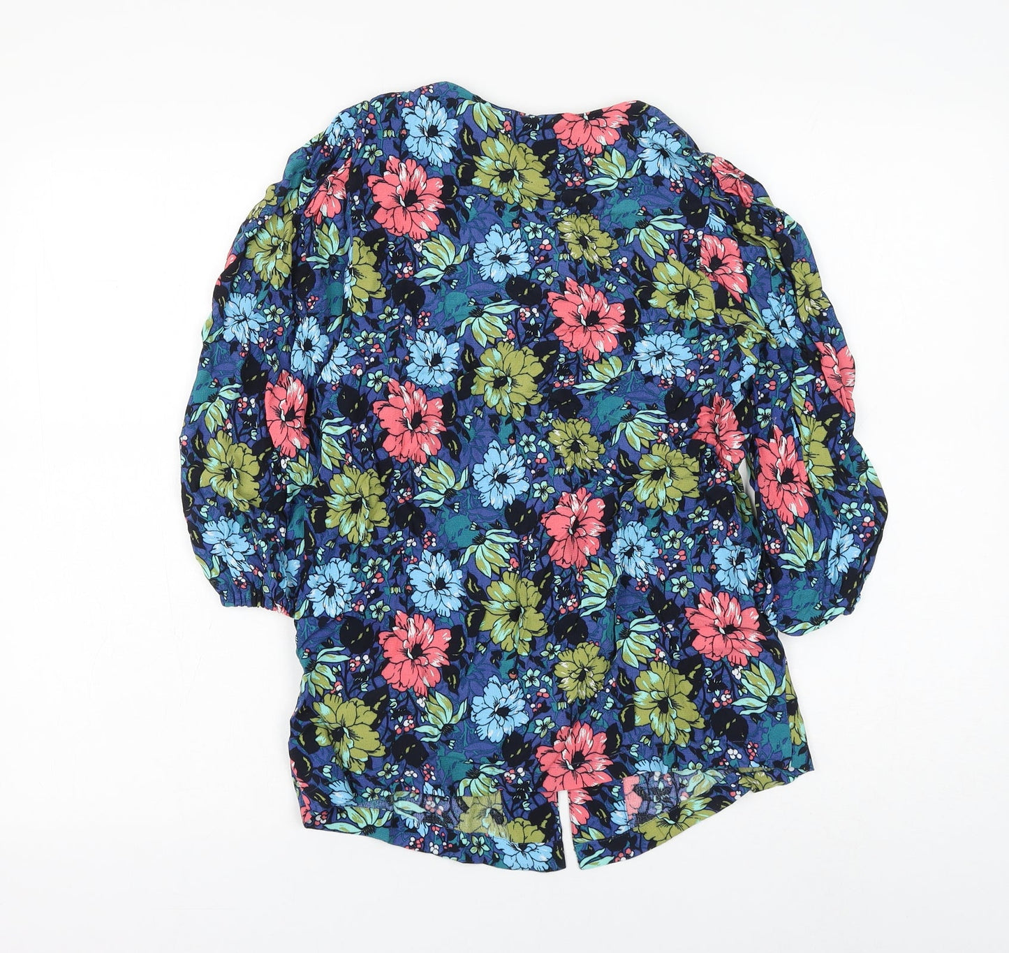 Marks and Spencer Womens Multicoloured Floral Viscose Basic Blouse Size 8 V-Neck