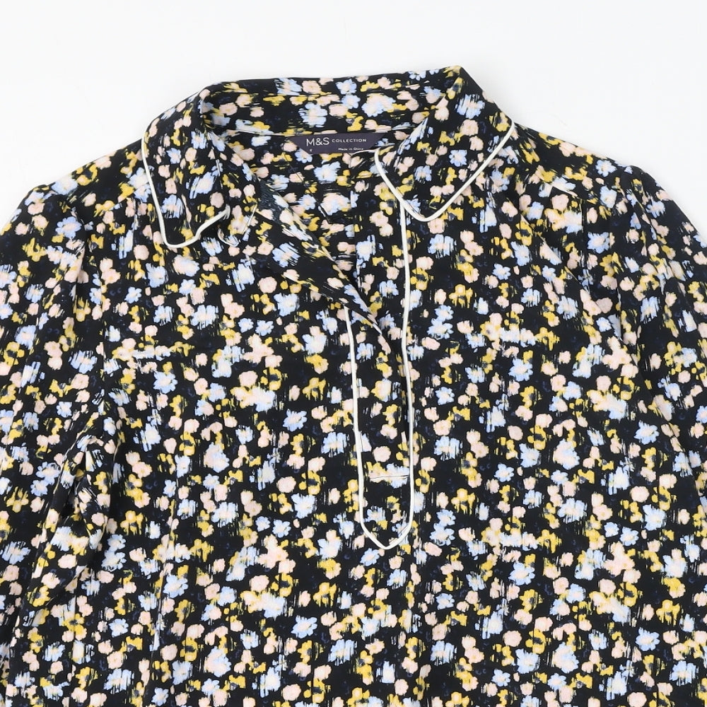Marks and Spencer Womens Multicoloured Geometric Polyester Basic Blouse Size 6 Collared