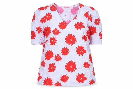 Marks and Spencer Womens Blue Floral Viscose Basic Blouse Size 6 Round Neck