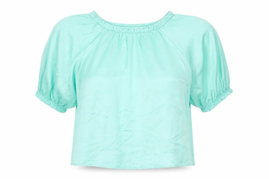 Marks and Spencer Womens Green Polyester Basic Blouse Size 6 Round Neck
