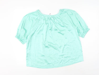 Marks & Spencer Womens Green Polyester Basic Blouse Size 6 Round Neck
