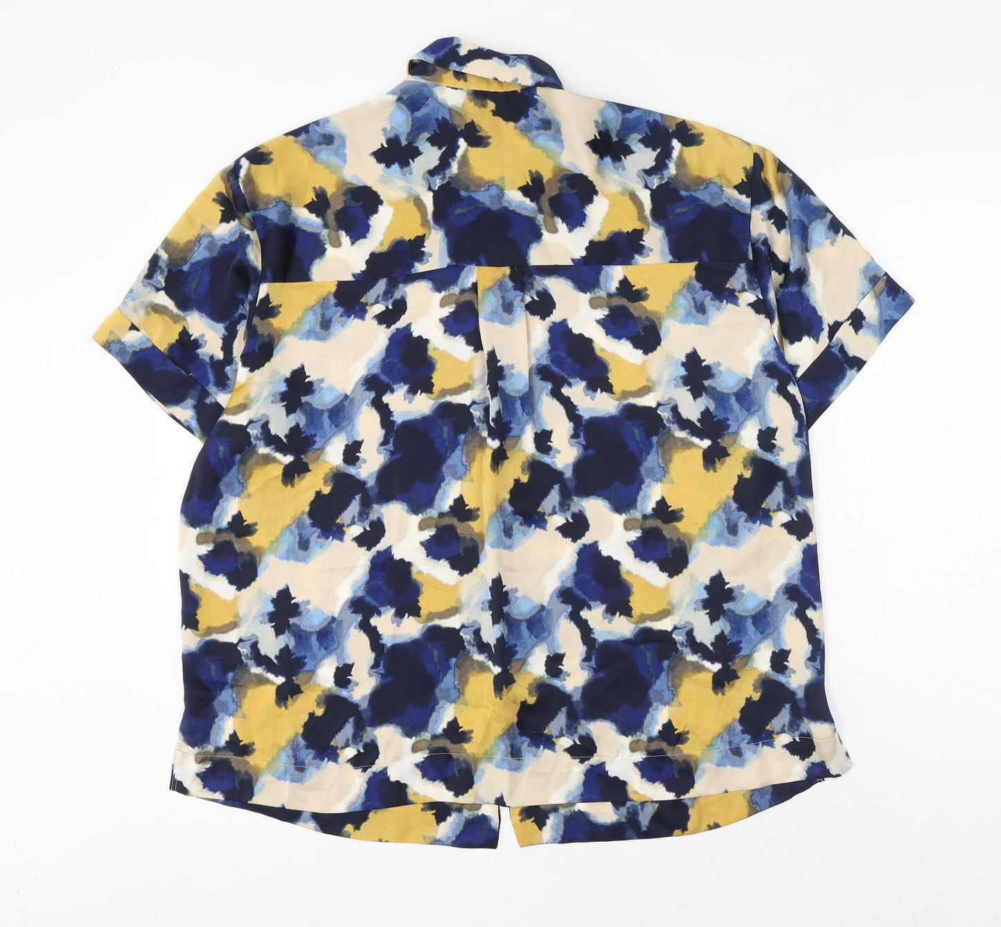 Marks and Spencer Womens Multicoloured Geometric Polyester Basic Button-Up Size 14 Collared