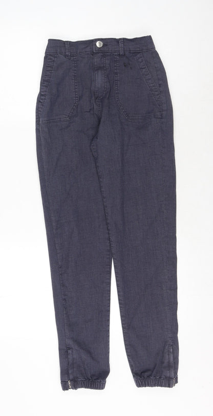 Marks & Spencer Womens Blue Cotton Tapered Jeans Size 6 L28 in Regular Zip