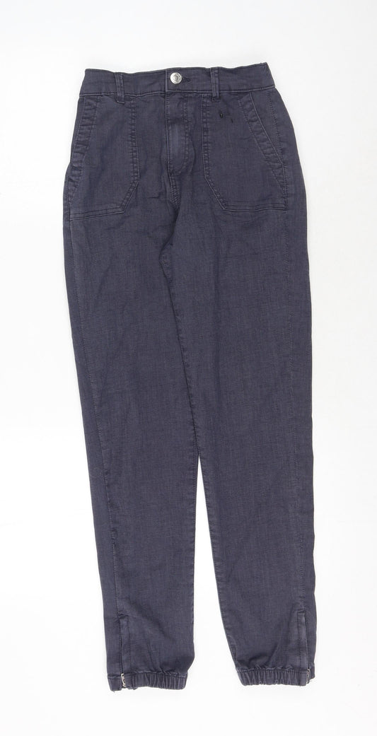 Marks and Spencer Womens Blue Cotton Tapered Jeans Size 6 L28 in Regular Zip