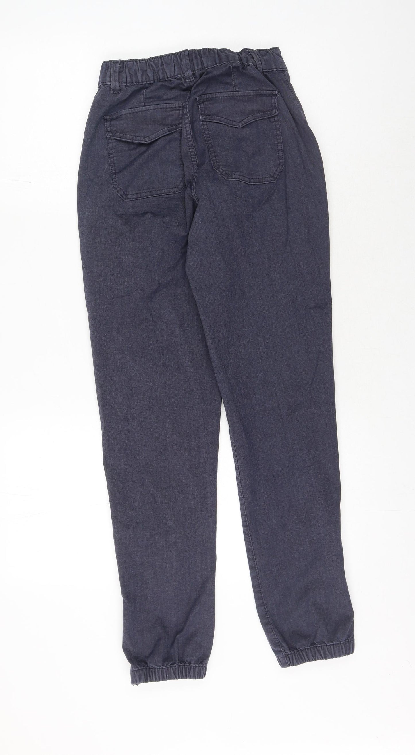 Marks and Spencer Womens Blue Cotton Tapered Jeans Size 6 L28 in Regular Zip