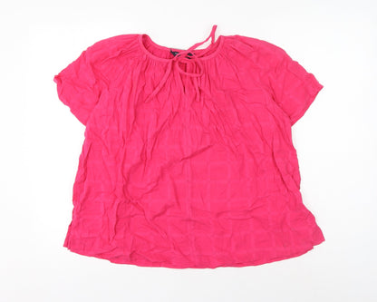 Marks & Spencer Womens Pink Cotton Basic Blouse Size 6 Round Neck