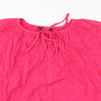 Marks & Spencer Womens Pink Cotton Basic Blouse Size 6 Round Neck