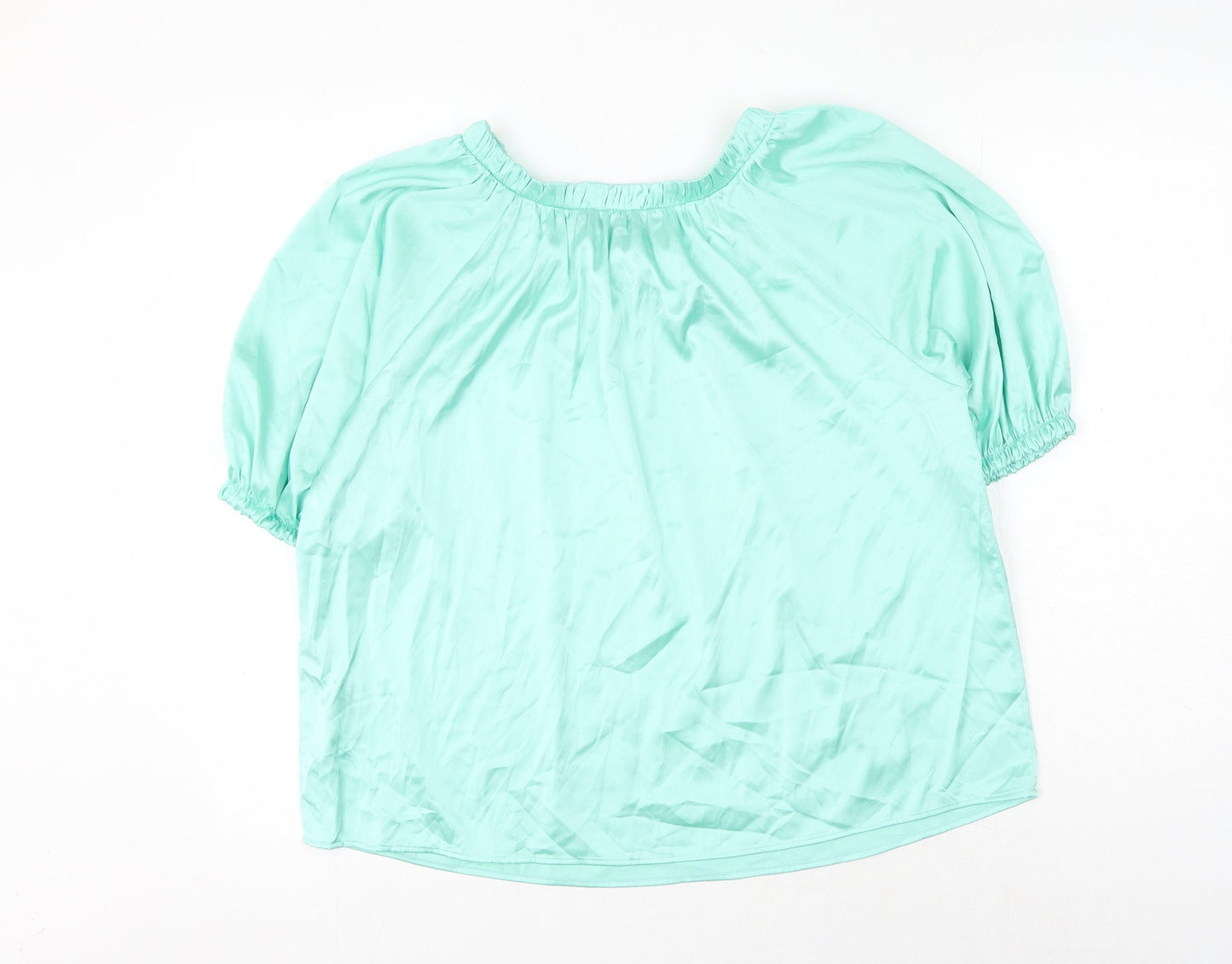 Marks and Spencer Womens Green Polyester Basic Blouse Size 8 Round Neck