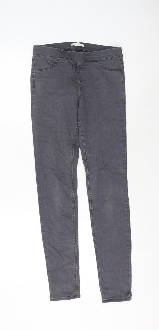 H&M Womens Grey Cotton Skinny Jeans Size 8 L29 in Regular