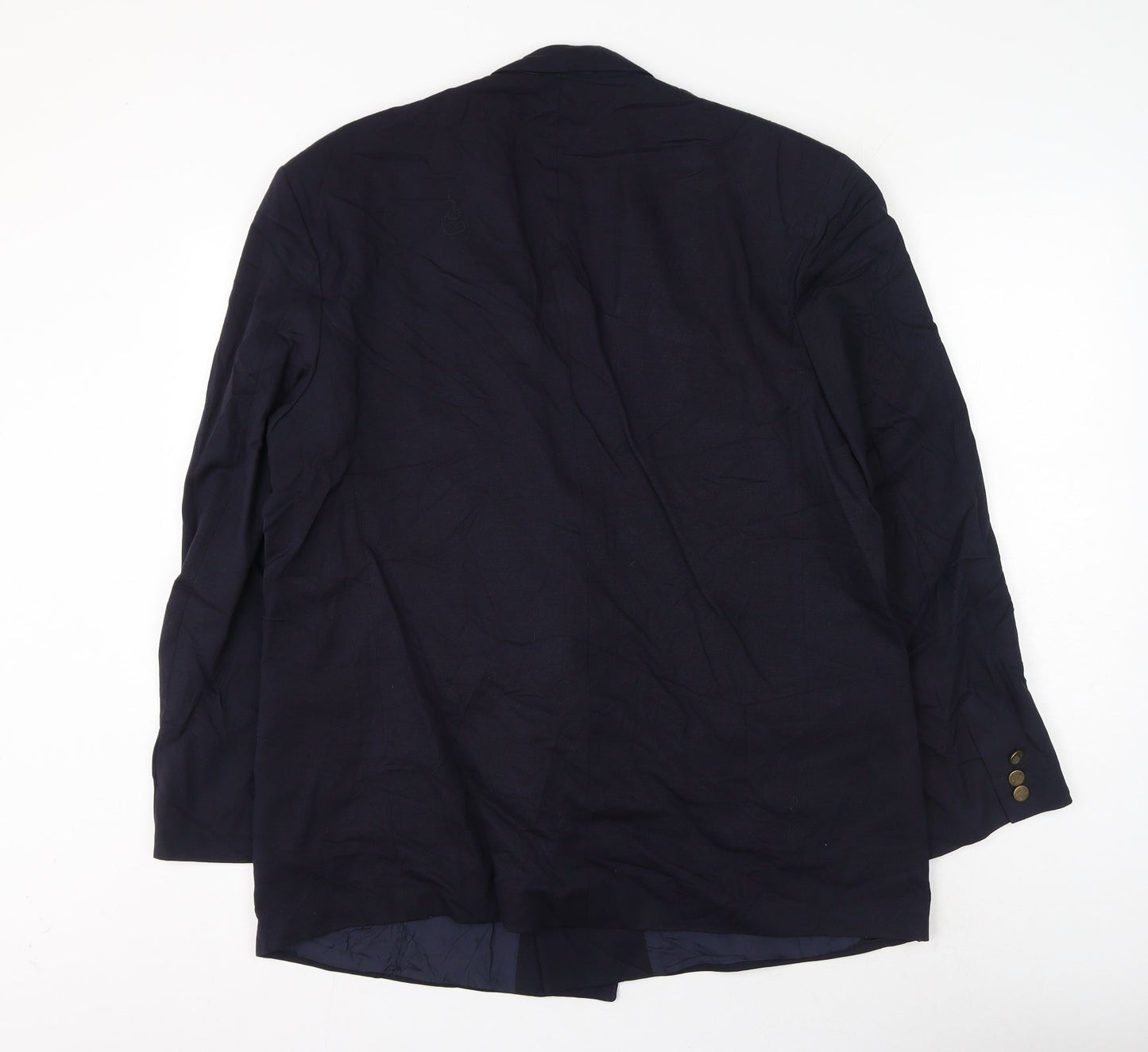 Button Hole Mens Blue Polyester Jacket Suit Jacket Size 46