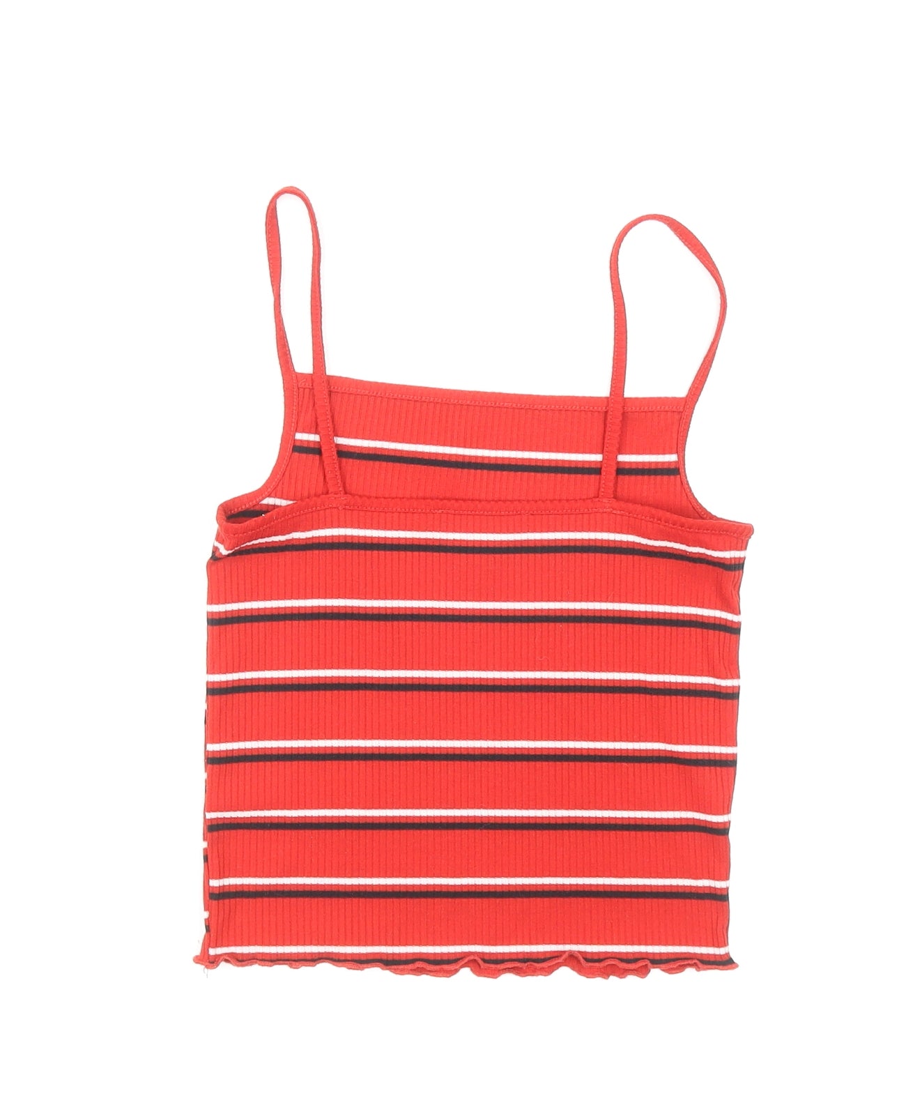 New Look Womens Red Striped Polyester Camisole Tank Size 8 Square Neck - Cropped