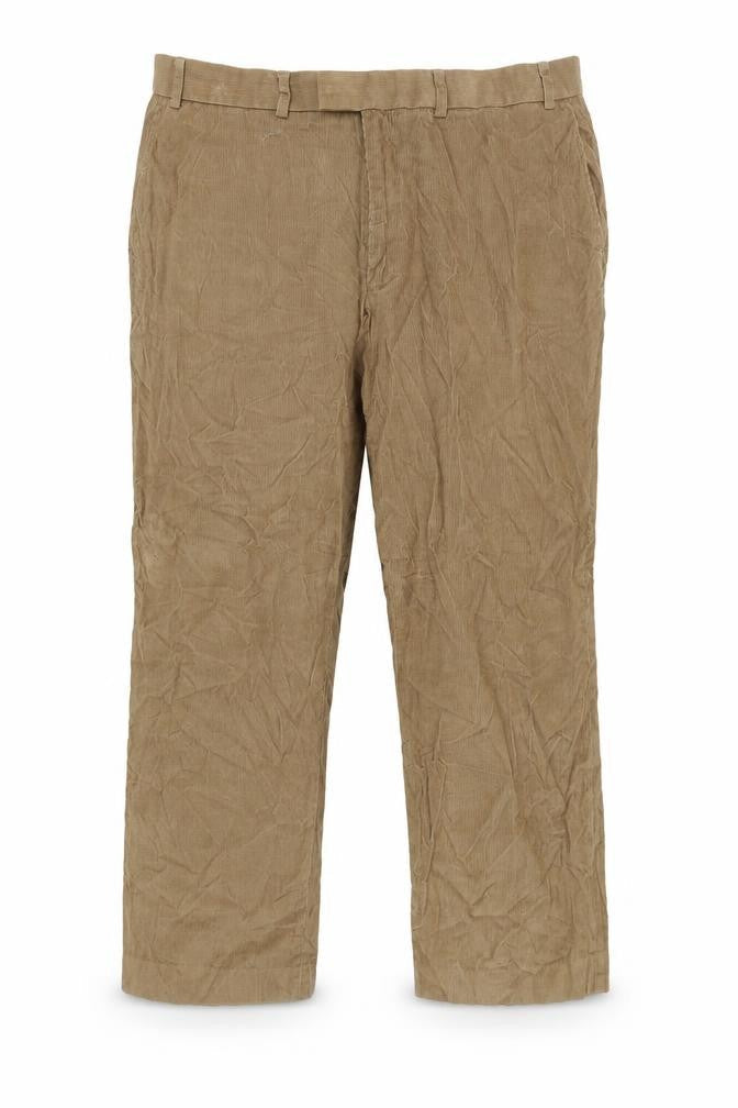 Marks & Spencer Mens Brown Cotton Trousers Size XL L28 in Regular Zip