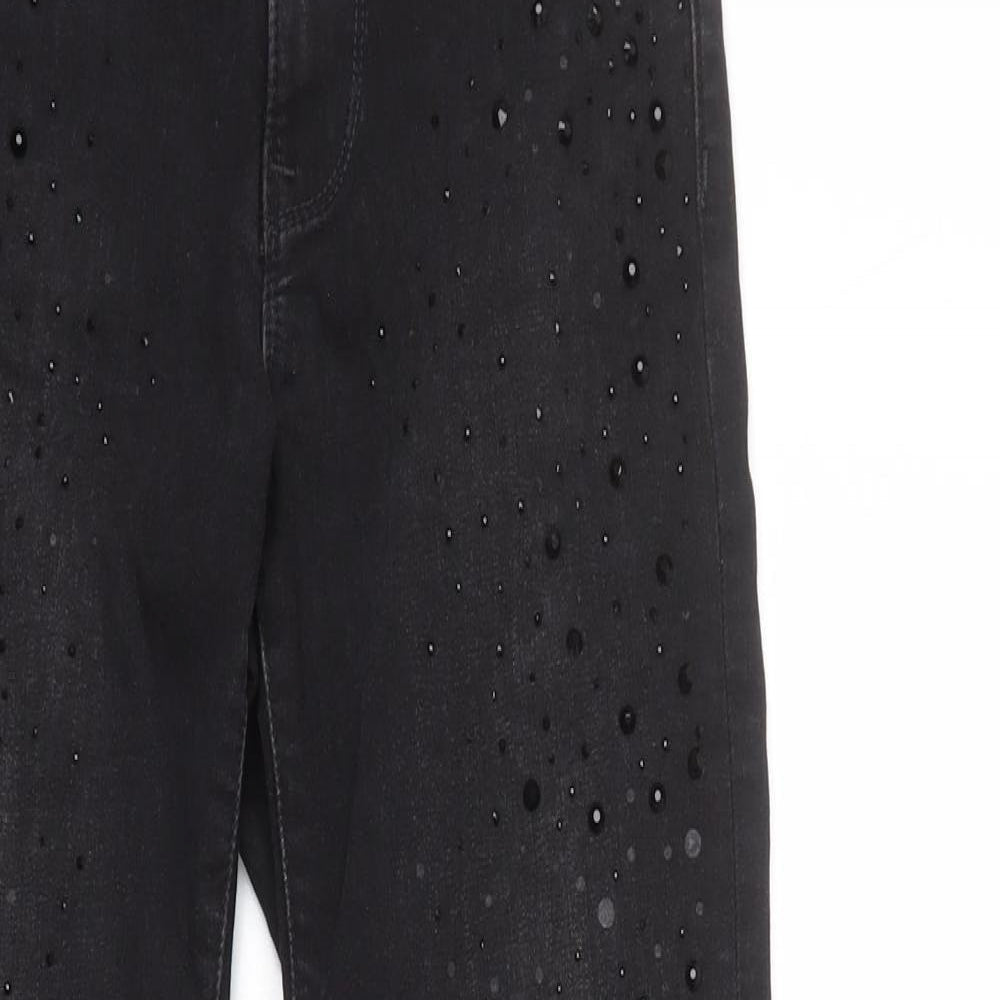 Marks and Spencer Womens Black Cotton Skinny Jeans Size 8 L26 in Regular Zip