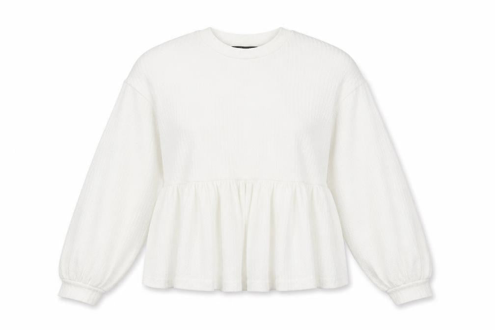 SheIn Womens White Polyester Basic T-Shirt Size XS Round Neck - Peplum