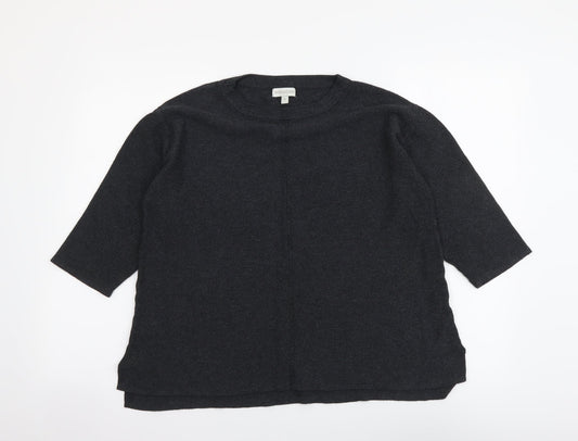 Monsoon Womens Grey Round Neck Viscose Henley Jumper Size M
