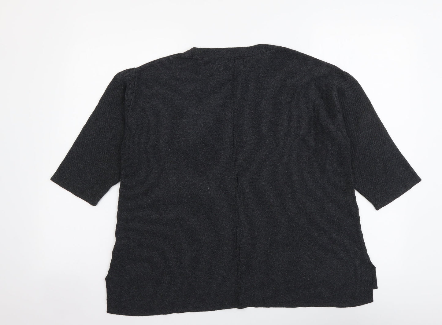 Monsoon Womens Grey Round Neck Viscose Henley Jumper Size M
