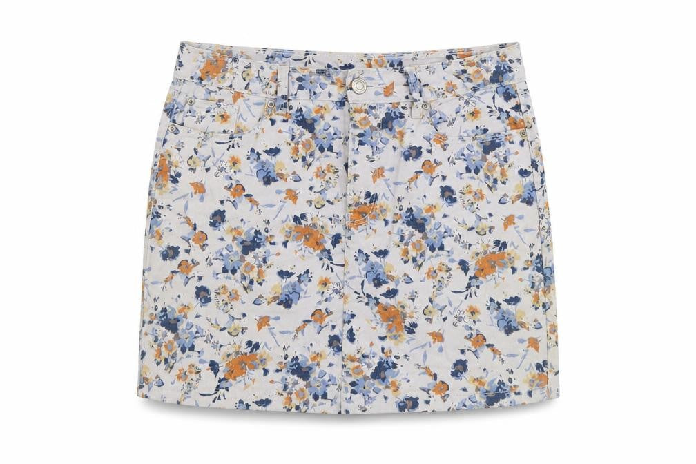 Gap Womens Multicoloured Floral Cotton Mini Skirt Size 8 Button