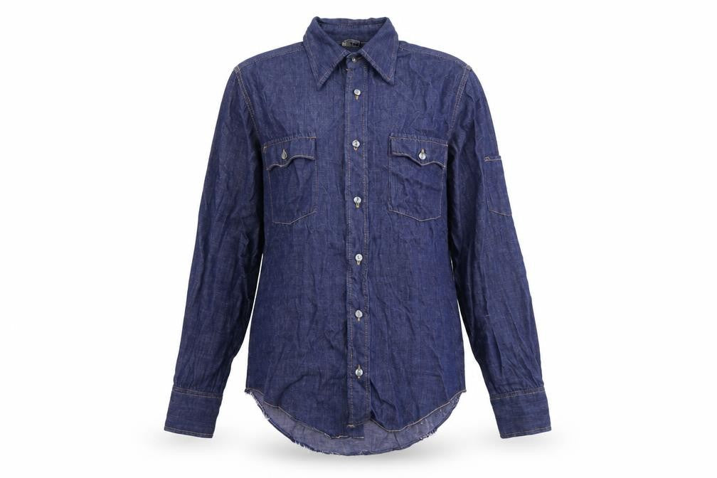 Moogie Womens Blue Cotton Basic Button-Up Size S Collared