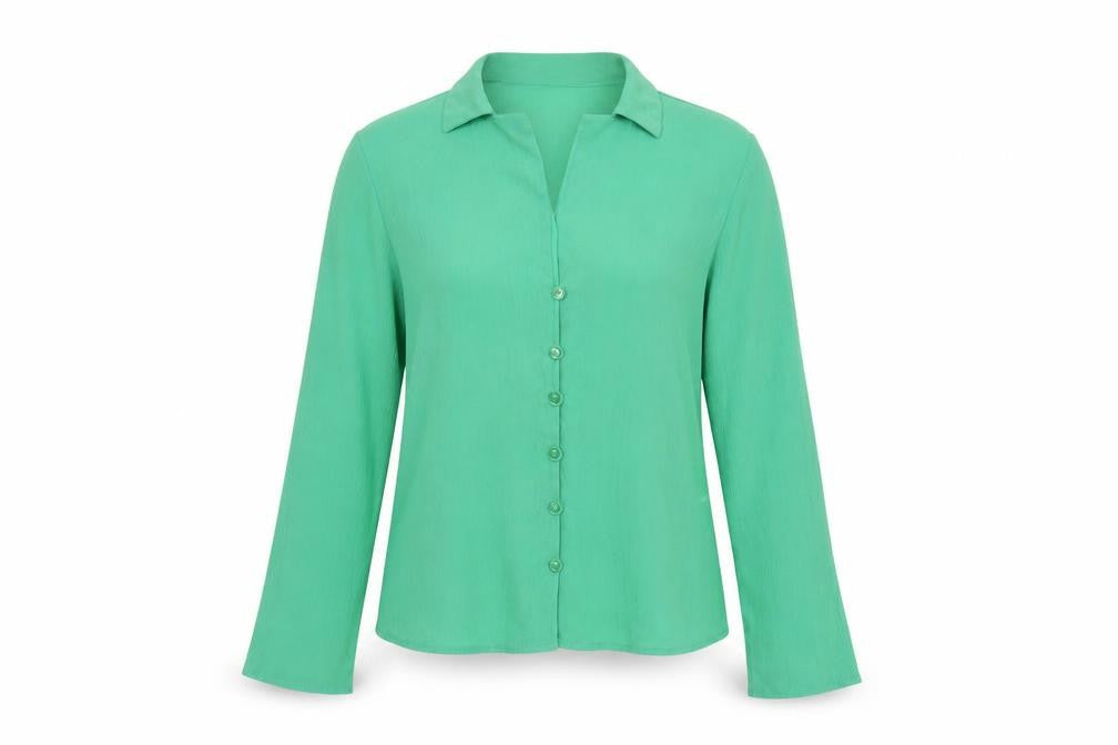 Primark Womens Green Polyester Basic Button-Up Size 8 Collared