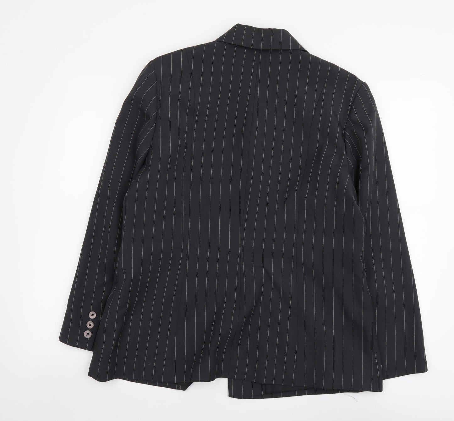 Bonmarché Womens Grey Striped Polyester Jacket Suit Jacket Size 14