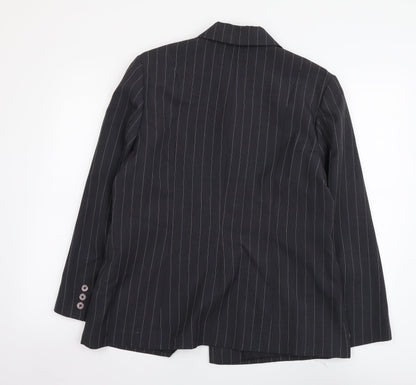 Bonmarché Womens Grey Striped Polyester Jacket Suit Jacket Size 14