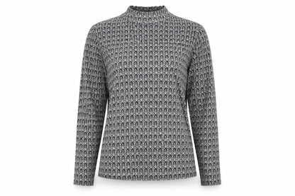 Red Herring Womens Black Geometric Polyester Basic Blouse Size 12 Mock Neck