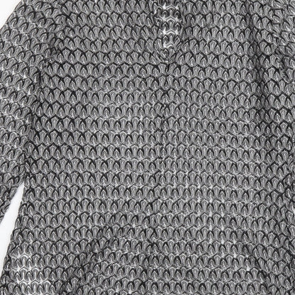 Red Herring Womens Black Geometric Polyester Basic Blouse Size 12 Mock Neck