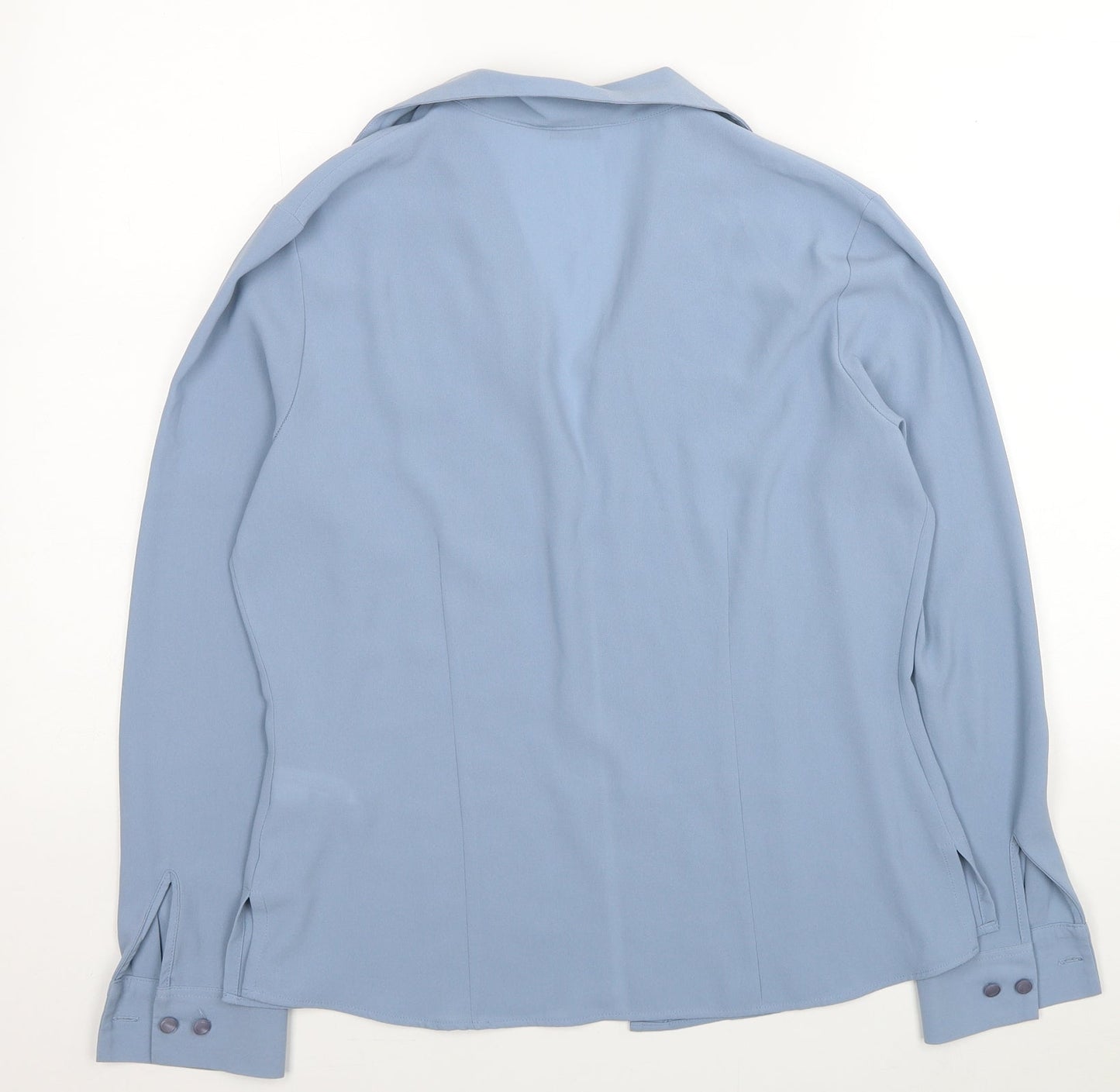 Marks and Spencer Womens Blue Floral Polyester Basic Button-Up Size 12 Collared