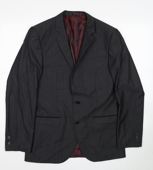 NEXT Mens Grey Striped Wool Jacket Suit Jacket Size 38