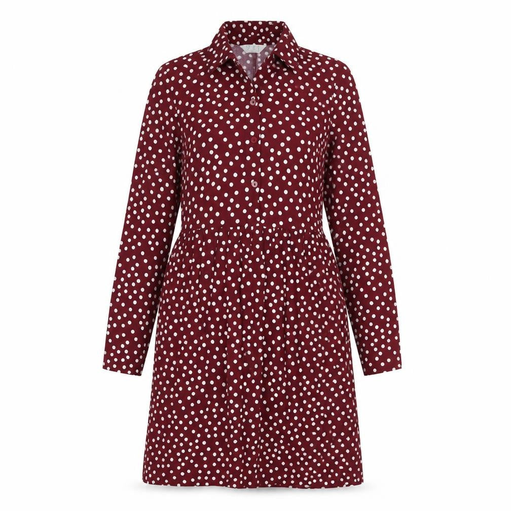 Primark Womens Red Polka Dot Viscose Shirt Dress Size 4 Collared Pullover