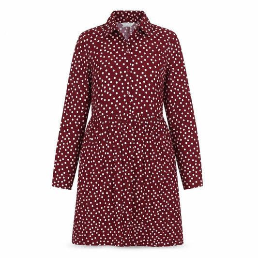 Primark Womens Red Polka Dot Viscose Shirt Dress Size 4 Collared Pullover