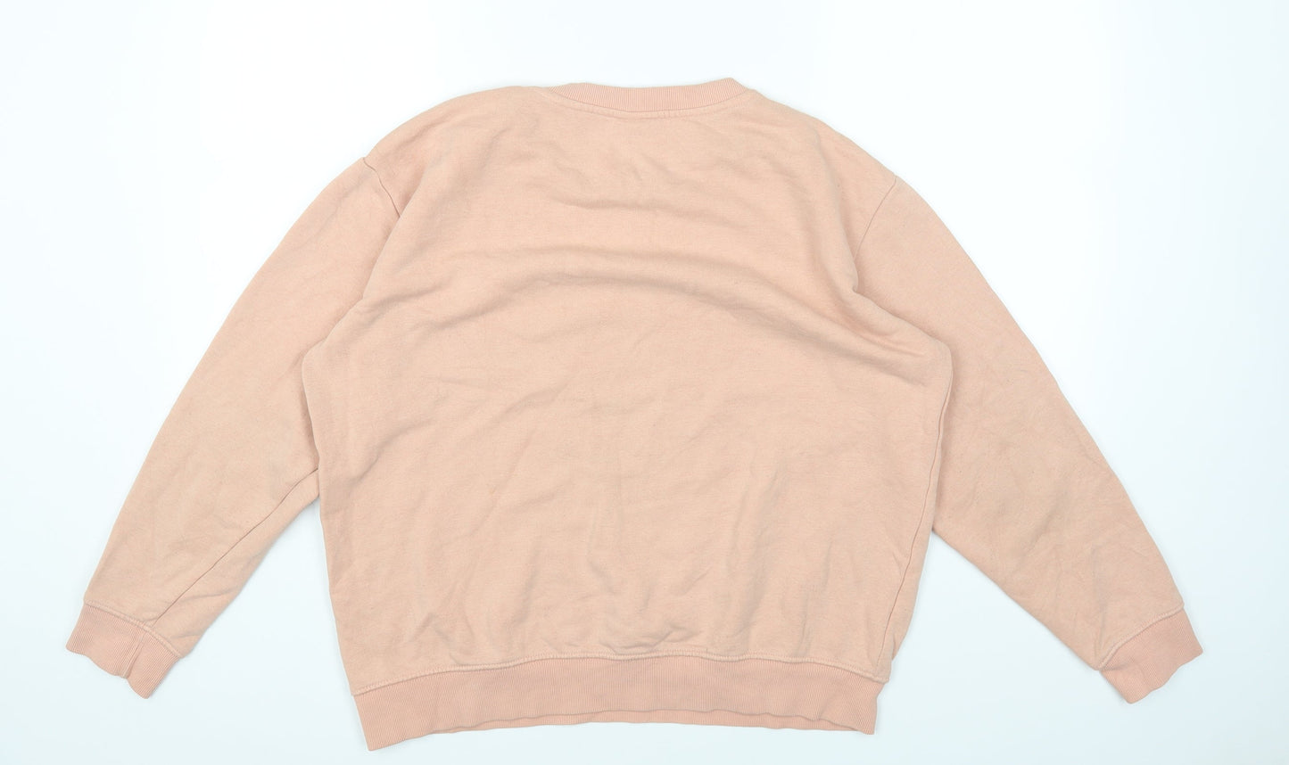 H&M Womens Pink Round Neck Cotton Pullover Jumper Size M