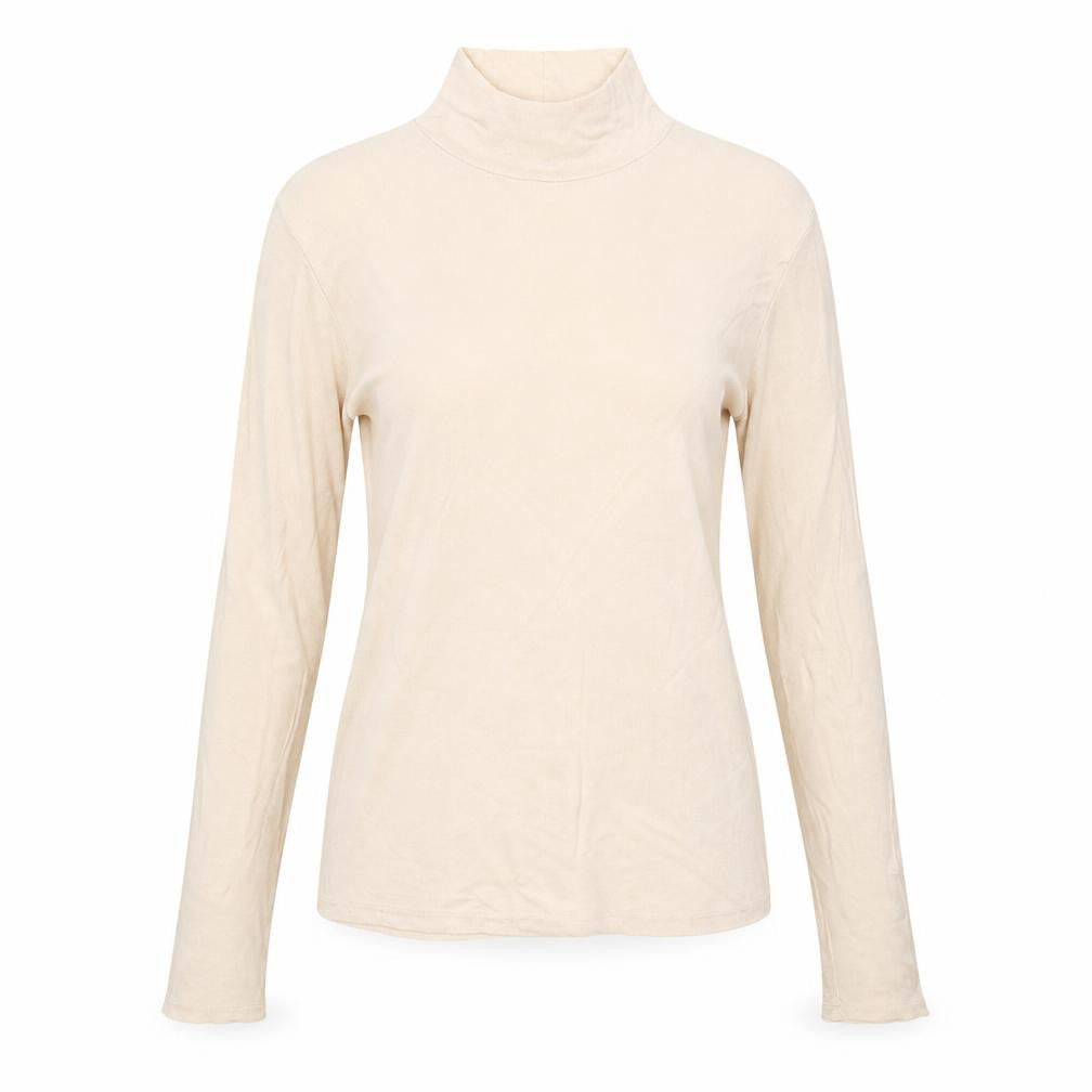 Topshop Womens Beige Lyocell Basic T-Shirt Size 12 High Neck
