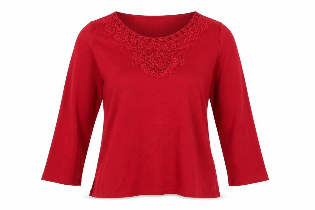 Bonmarché Womens Red Round Neck Polyester Pullover Jumper Size M