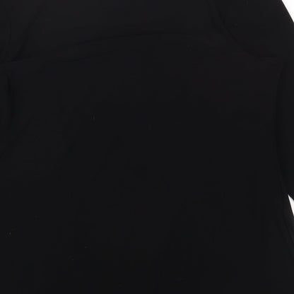 CMD Womens Black Geometric Polyester Basic T-Shirt Size 14 Scoop Neck