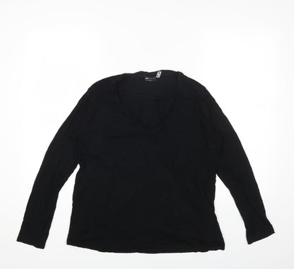 ASOS Womens Black Viscose Basic T-Shirt Size 10 Scoop Neck