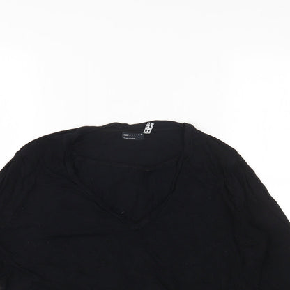 ASOS Womens Black Viscose Basic T-Shirt Size 10 Scoop Neck