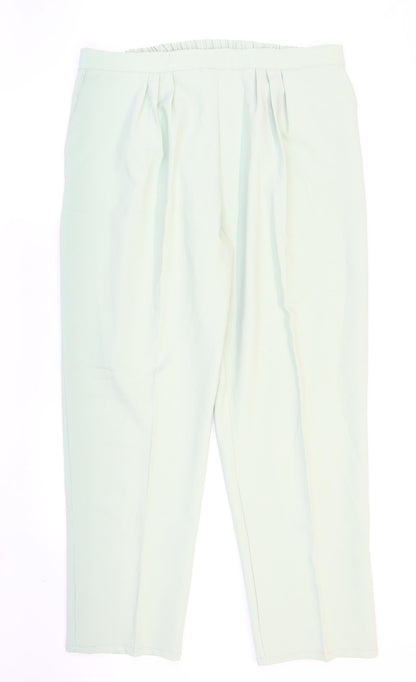 Preworn Womens Green Polyester Carrot Trousers Size 24 L29 in Regular