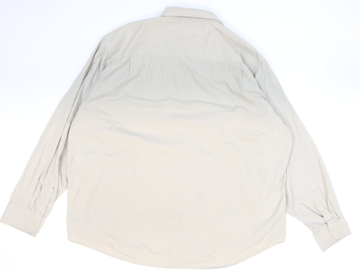 Mansize Mens Beige Polyester Button-Up Size 49 Collared Button