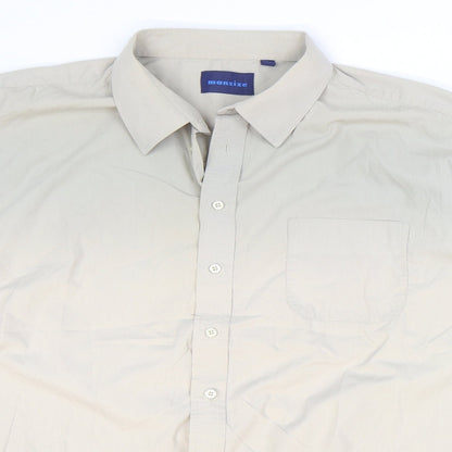 Mansize Mens Beige Polyester Button-Up Size 49 Collared Button