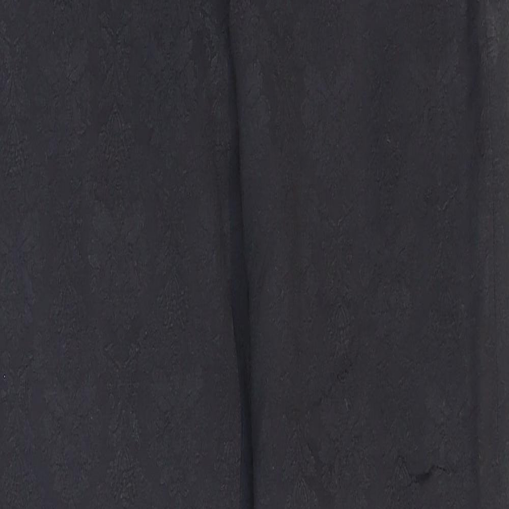 Zara Womens Black Floral Polyester Carrot Trousers Size 4 L27 in Regular Zip - Damask Pattern
