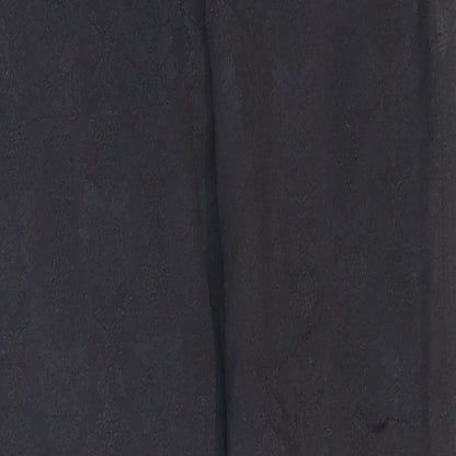 Zara Womens Black Floral Polyester Carrot Trousers Size 4 L27 in Regular Zip - Damask Pattern